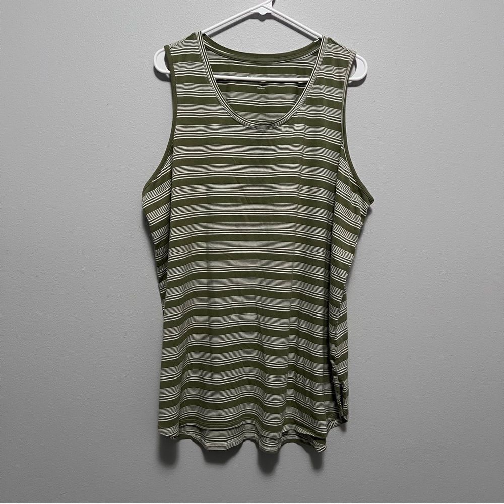 Soft Surroundings Green Striped Tank Top Size 2X